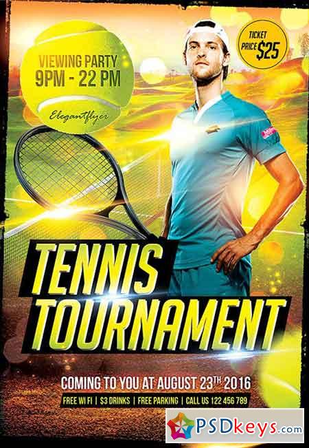 Tennis Tournament Flyer PSD Template + Facebook Cover