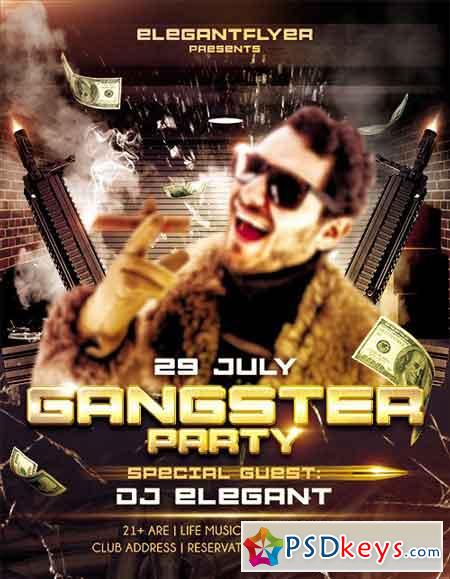 Gangster Party Flyer PSD Template + Facebook Cover