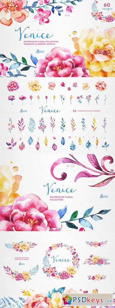 Venice. Watercolor floral collection 349480