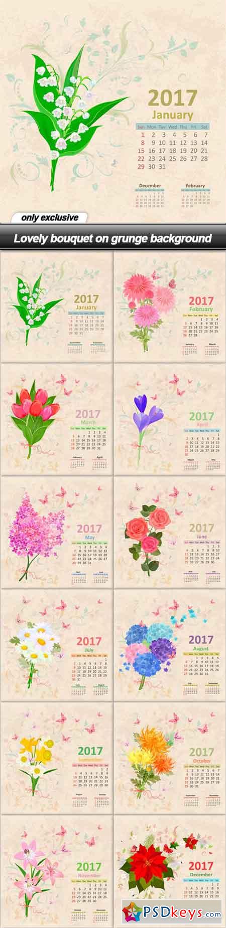 Lovely bouquet on grunge background - 12 EPS