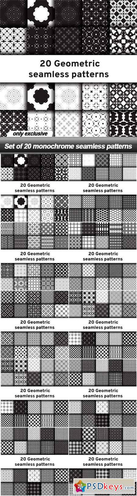 Set of 20 monochrome seamless patterns - 10 EPS