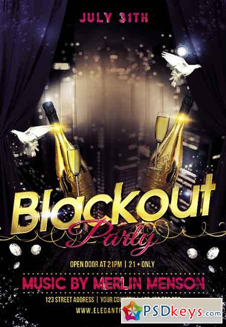Blackout Party Flyer PSD Template + Facebook Cover