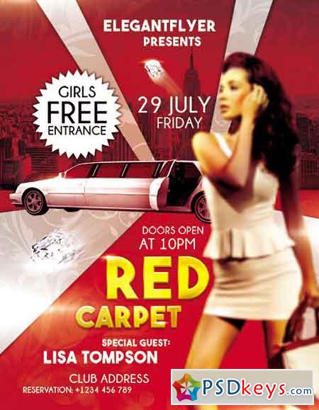 Red Carpet Flyer PSD Template + Facebook Cover