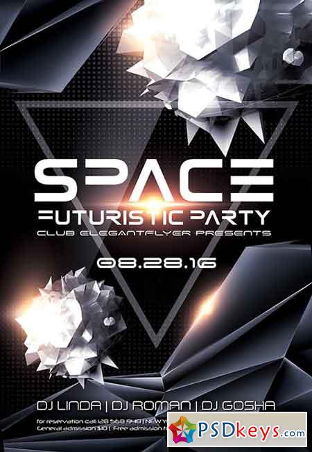 Space Futuristic Flyer PSD Template + Facebook Cover 2