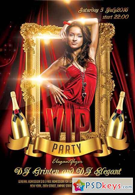 VIP party Flyer PSD Template + Facebook Cover