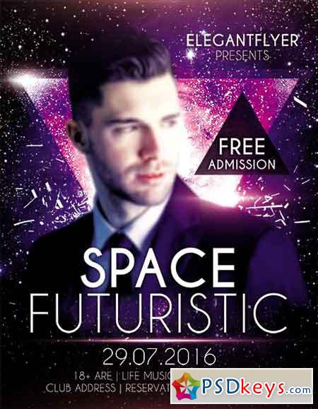 Space Futuristic Flyer PSD Template + Facebook Cover
