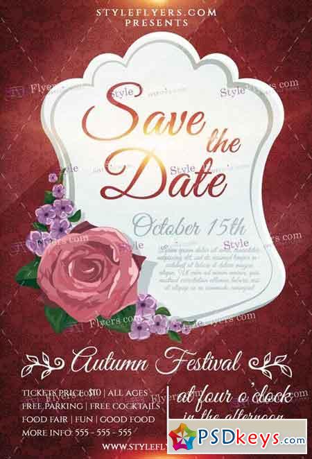 Save The Date PSD Flyer Template + Facebook Cover