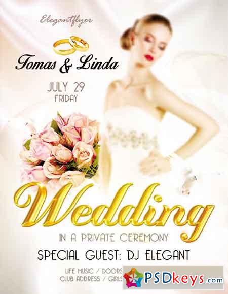 Wedding Design V02 Flyer PSD Template + Facebook Cover