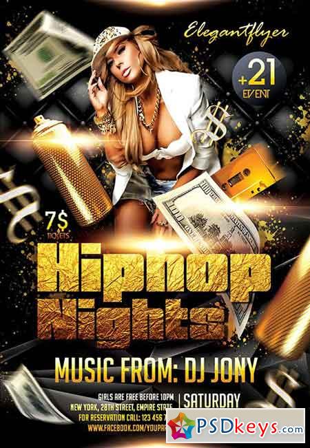 Hiphop Nights Flyer PSD Template + Facebook Cover