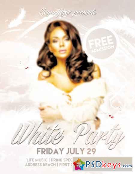 White Party Flyer PSD Template + Facebook Cover