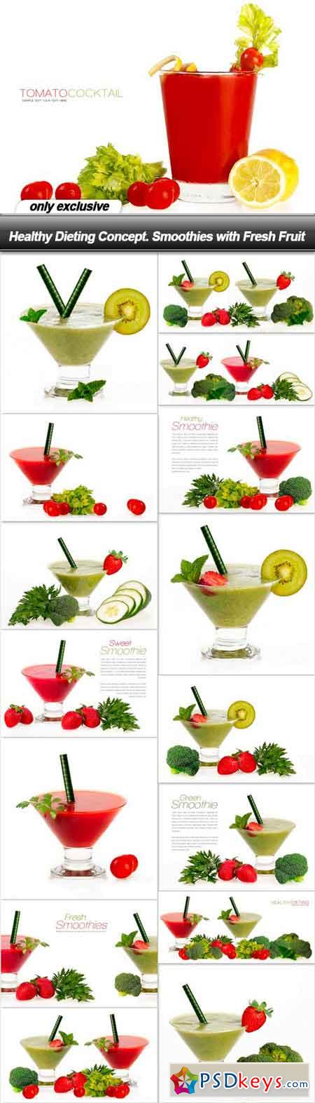 Healthy Dieting Concept. Smoothies with Fresh Fruit - 16 UHQ JPEG