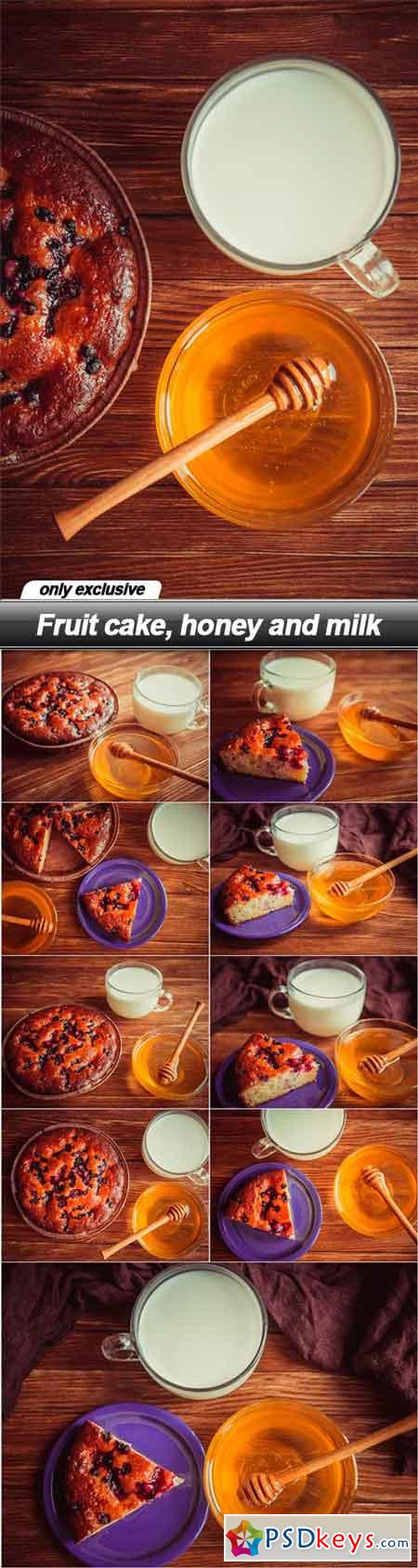 Fruit cake, honey and milk - 10 UHQ JPEG