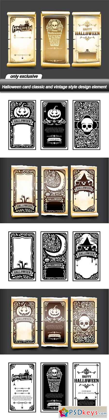 Halloween card classic and vintage style design element - 6 EPS
