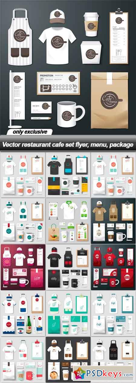 Vector restaurant cafe set flyer, menu, package - 16 EPS