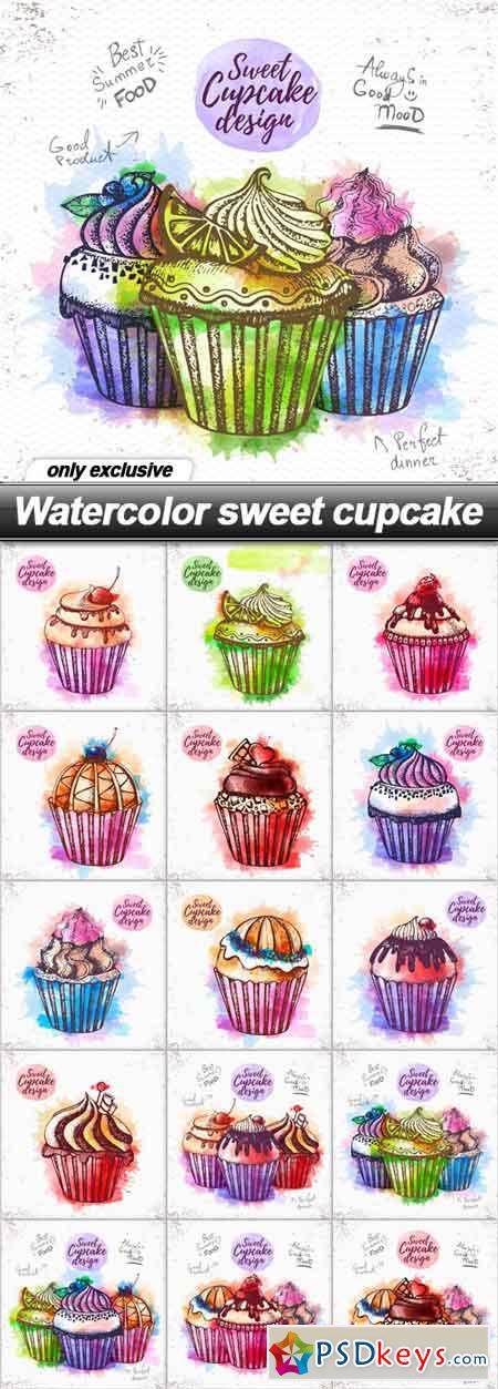 Watercolor sweet cupcake - 15 EPS