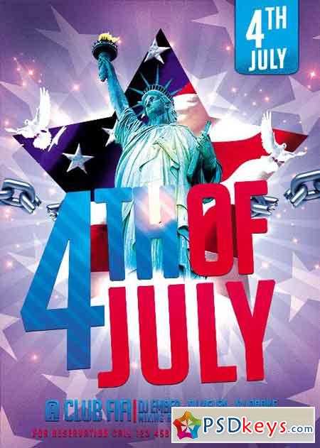 4th of July Flyer PSD Template + Facebook Cover