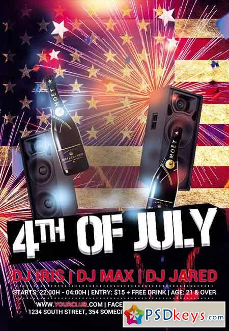 4th of July Flyer PSD Template + Facebook Cover 2