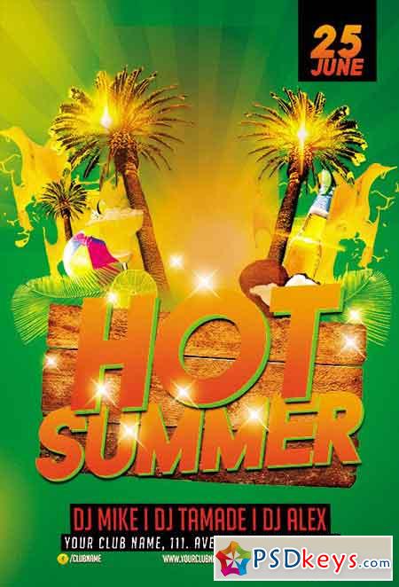 Hot Summer Flyer PSD Template + Facebook Cover