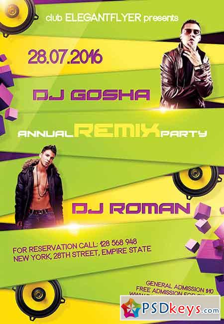 Annual Remix party Flyer PSD Template + Facebook Cover