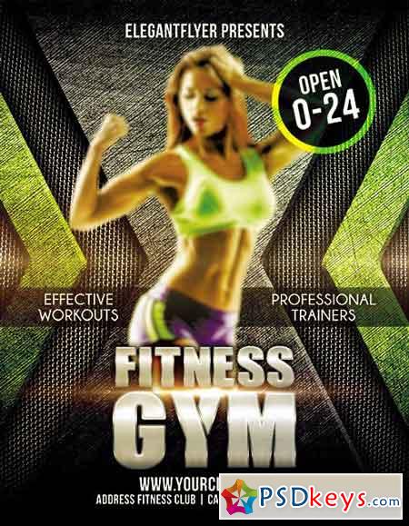 Fitness Gym Design V02 Flyer PSD Template + Facebook Cover