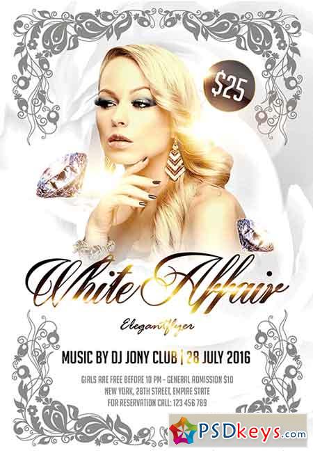 White Affair Flyer PSD Template + Facebook Cover