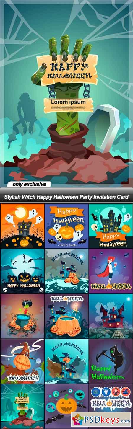 Stylish Witch Happy Halloween Party Invitation Card - 45 EPS