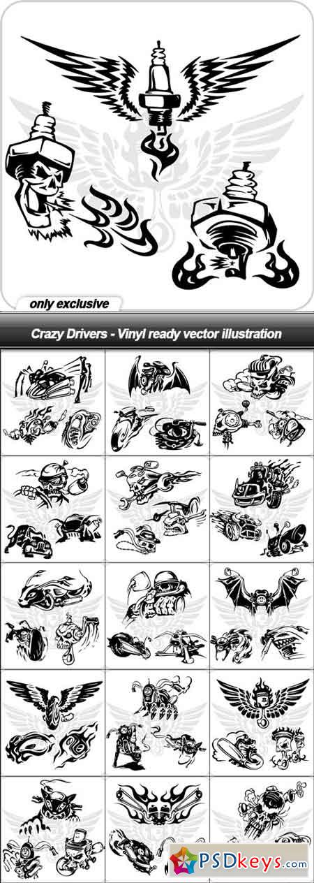 Crazy Drivers - Vinyl ready vector illustration - 16 EPS