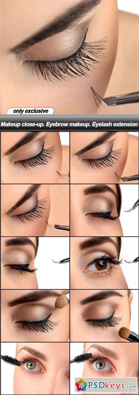 Makeup close-up. Eyebrow makeup. Eyelash extension - 10 UHQ JPEG