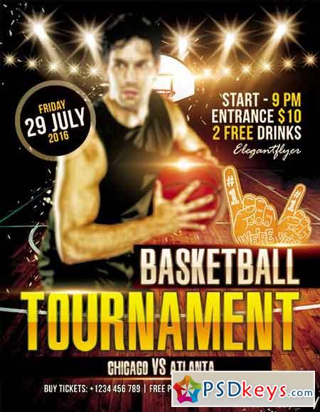 BasketBall Tournament Flyer PSD Template + Facebook Cover