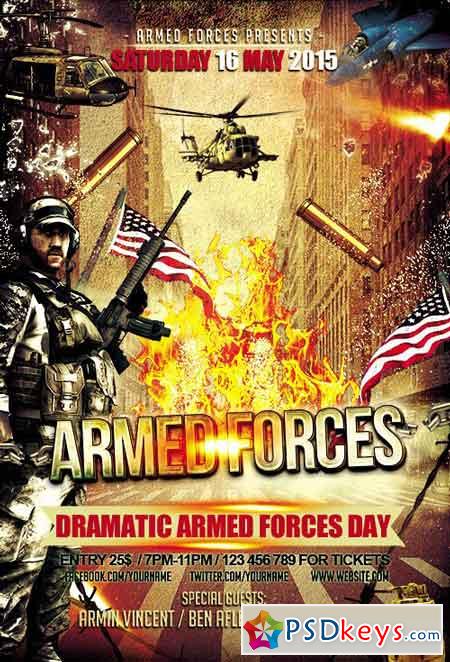 Armed Forces Day Flyer PSD Template + Facebook Cover