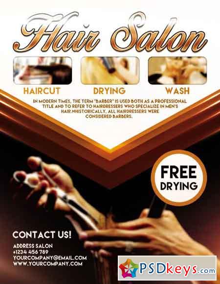 Hair Salon Design V02 Flyer PSD Template + Facebook Cover