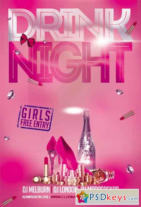 Drink Night Flyer PSD Template + Facebook Cover
