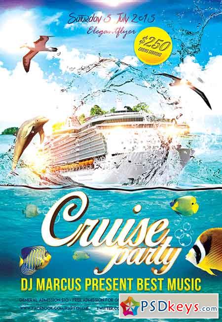Cruise Party Flyer PSD Template + FB Cover