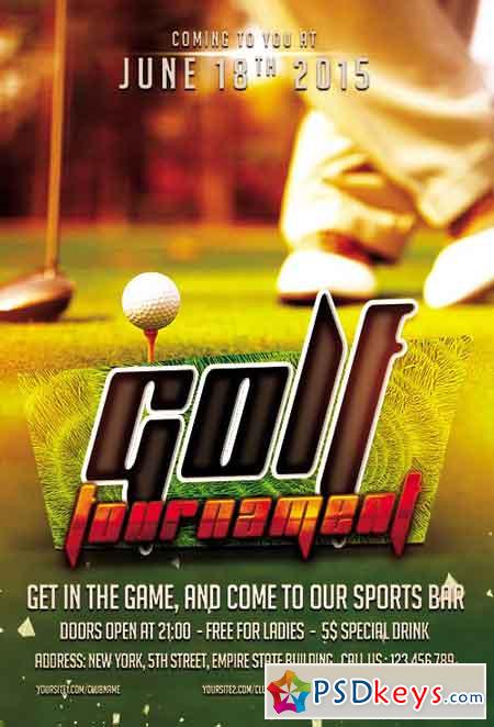 Golf Tournament Flyer PSD Template + Facebook Cover