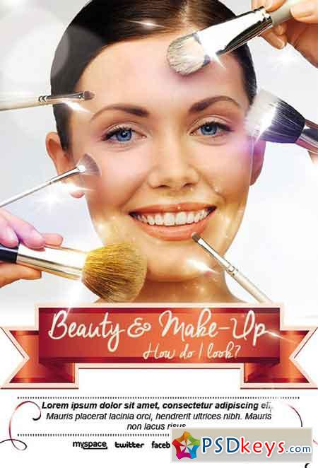 Beauty Make-Up Flyer PSD Template + Facebook Cover