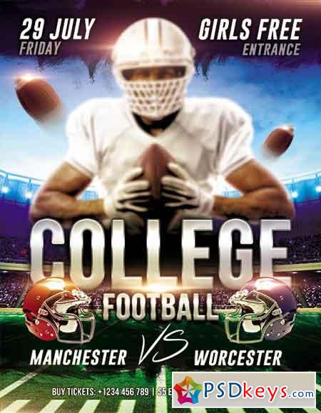 College Football Flyer PSD Template + Facebook Cover