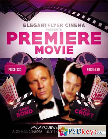 Premiere Movie Flyer PSD Template + FB Cover