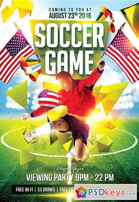 Soccer Game 2 Flyer PSD Template + Facebook Cover