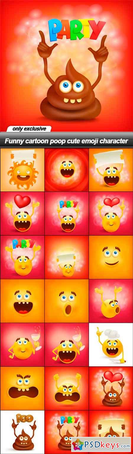 Funny cartoon poop cute emoji character - 21 EPS