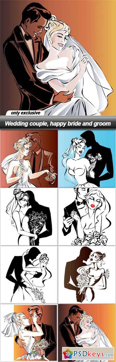 Wedding couple, happy bride and groom - 16 EPS