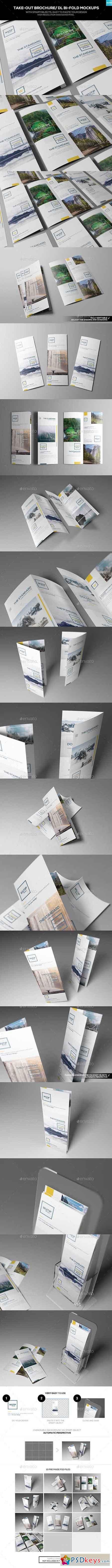 Take-out Brochure DL Bi-Fold Mockups 16535076