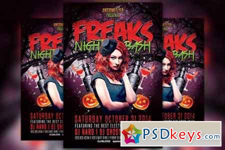 Freaks Night Halloween Party Flyer 89880