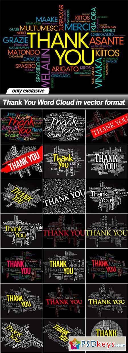 Thank You Word Cloud in vector format - 22 EPS