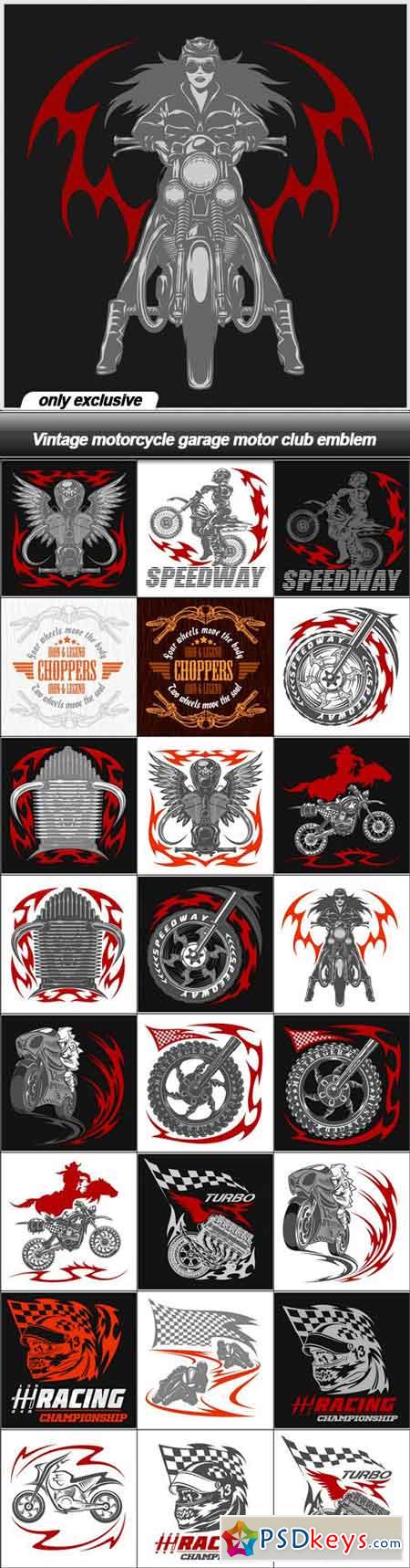 Vintage motorcycle garage motor club emblem - 25 EPS