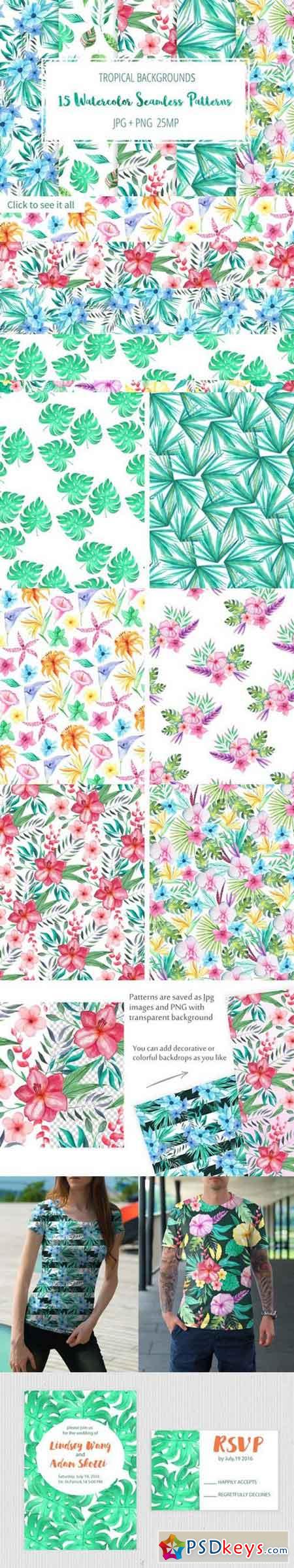 Tropical Floral Seamless Patterns 738012