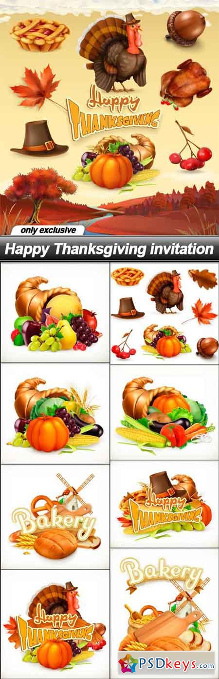 Happy Thanksgiving invitation - 9 EPS