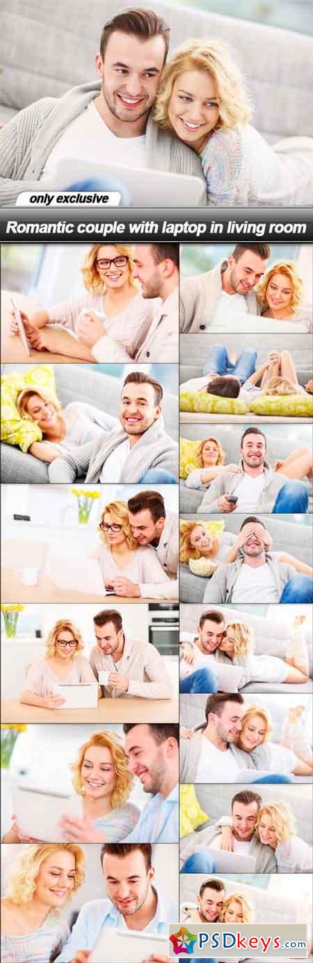 Romantic couple with laptop in living room - 15 UHQ JPEG