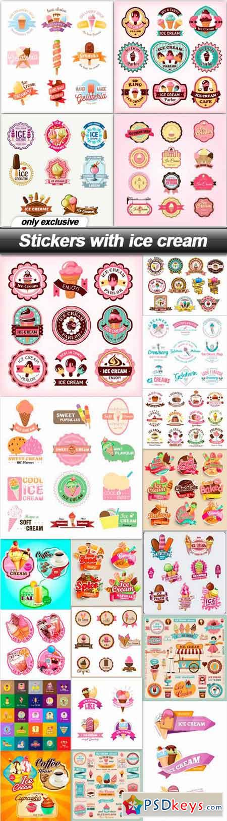 Stickers with ice cream - 21 EPS