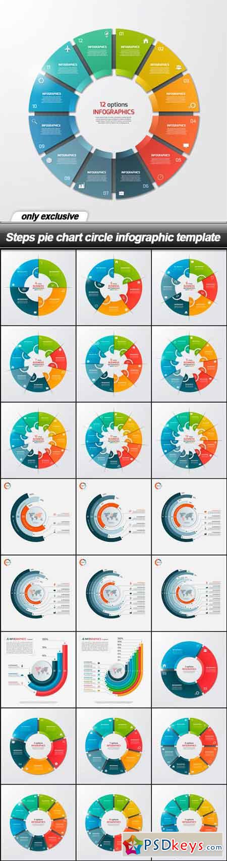 Steps pie chart circle infographic template - 25 EPS