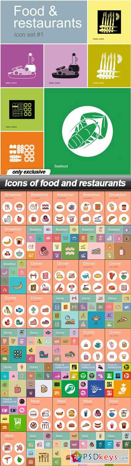 Icons of food and restaurants - 40 EPS